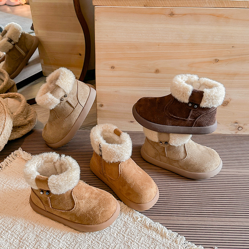 2025年冬季新款儿童舒适百搭棉靴加绒加厚保暖毛毛雪地靴  298 TY