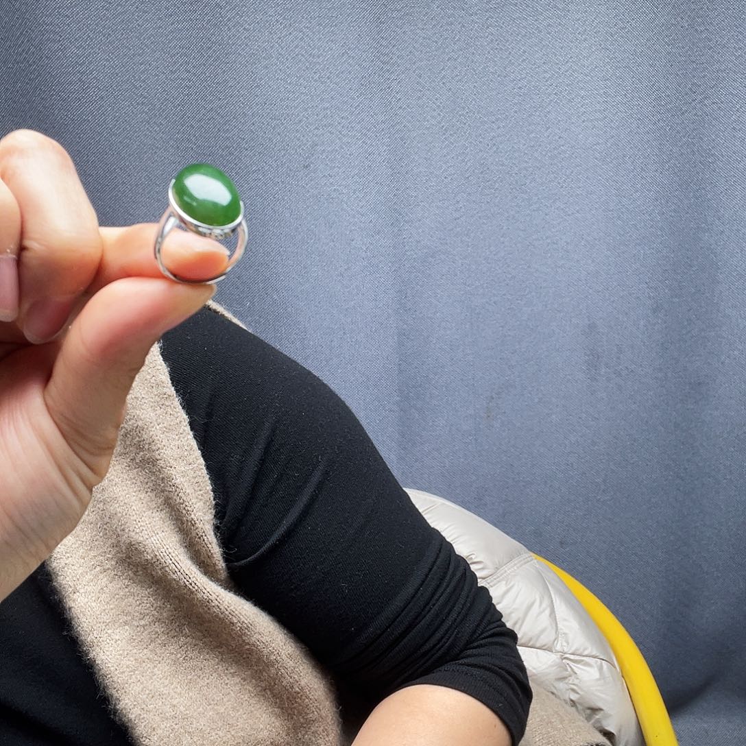 和田玉银S925镶嵌戒指