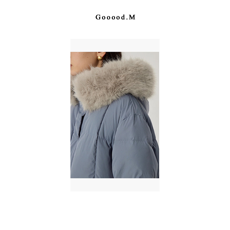 重磅~90%白鸭绒~毛毛领（可拆卸）过膝长款【高充绒】加厚羽绒101Y15