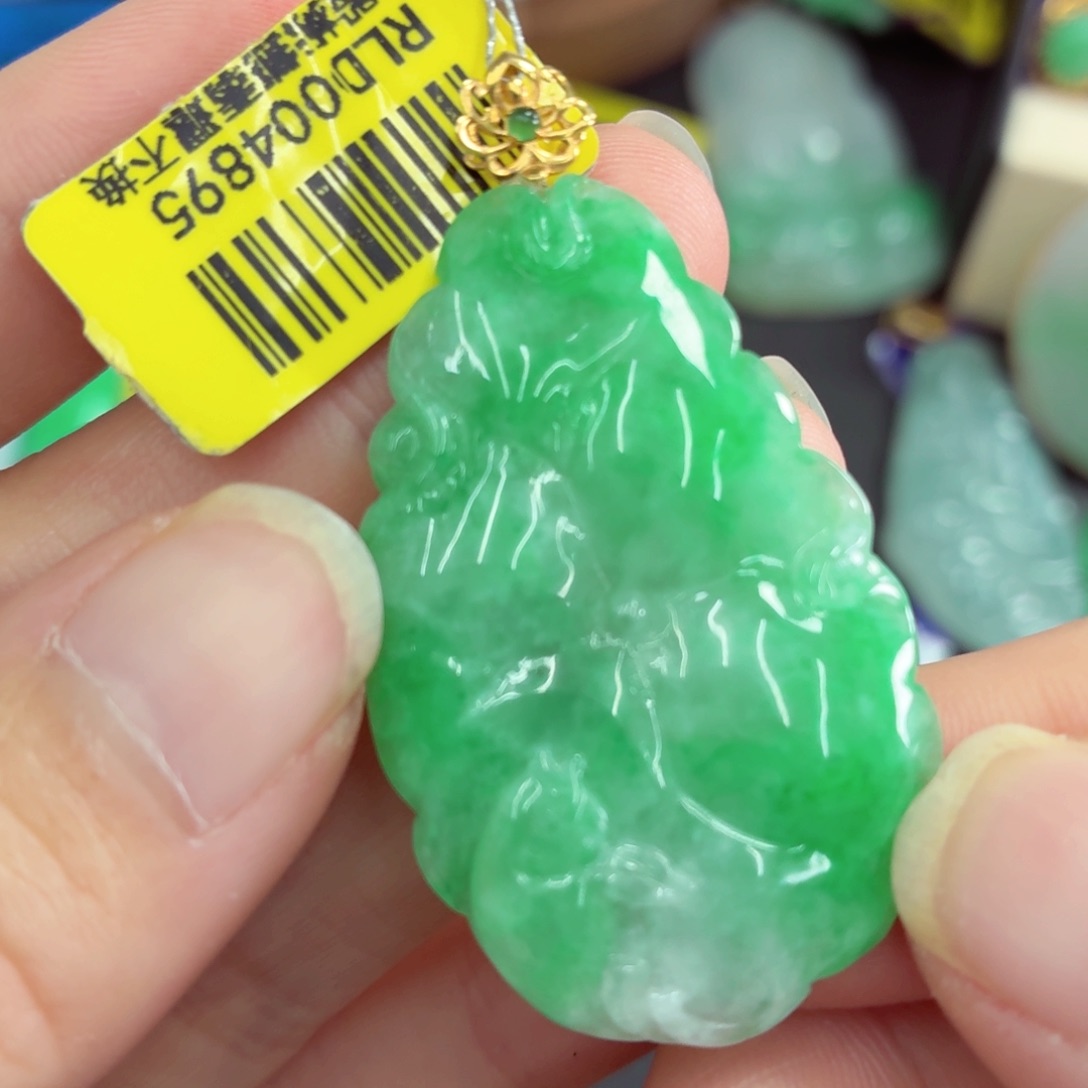 翡翠18K金镶嵌吊坠(不含链)