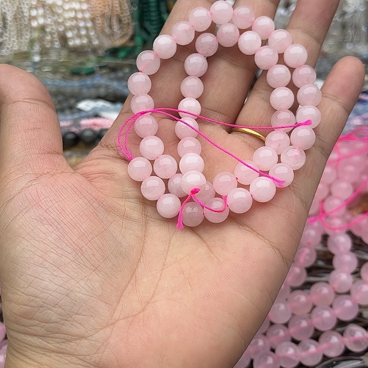 玛瑙/玉髓未镶嵌珠宝半成品一条8mm粉晶