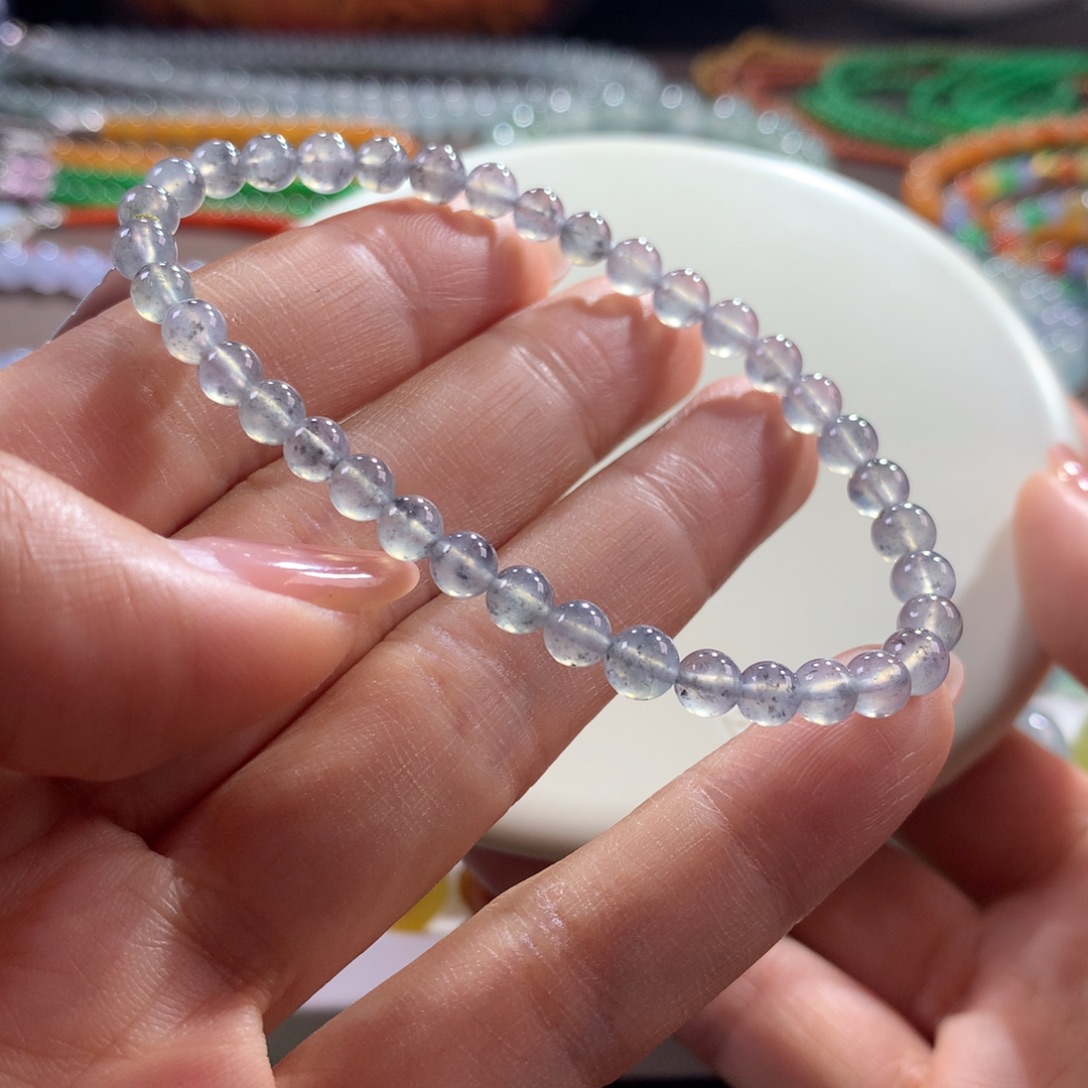 翡翠未镶嵌手链黑冰满天星卡4.5-5