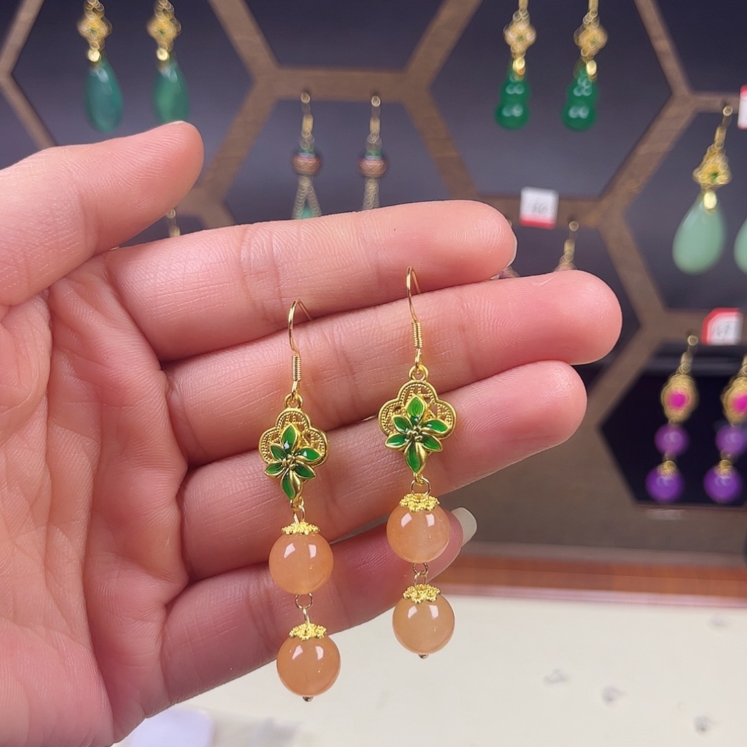 珐琅合金925银耳饰