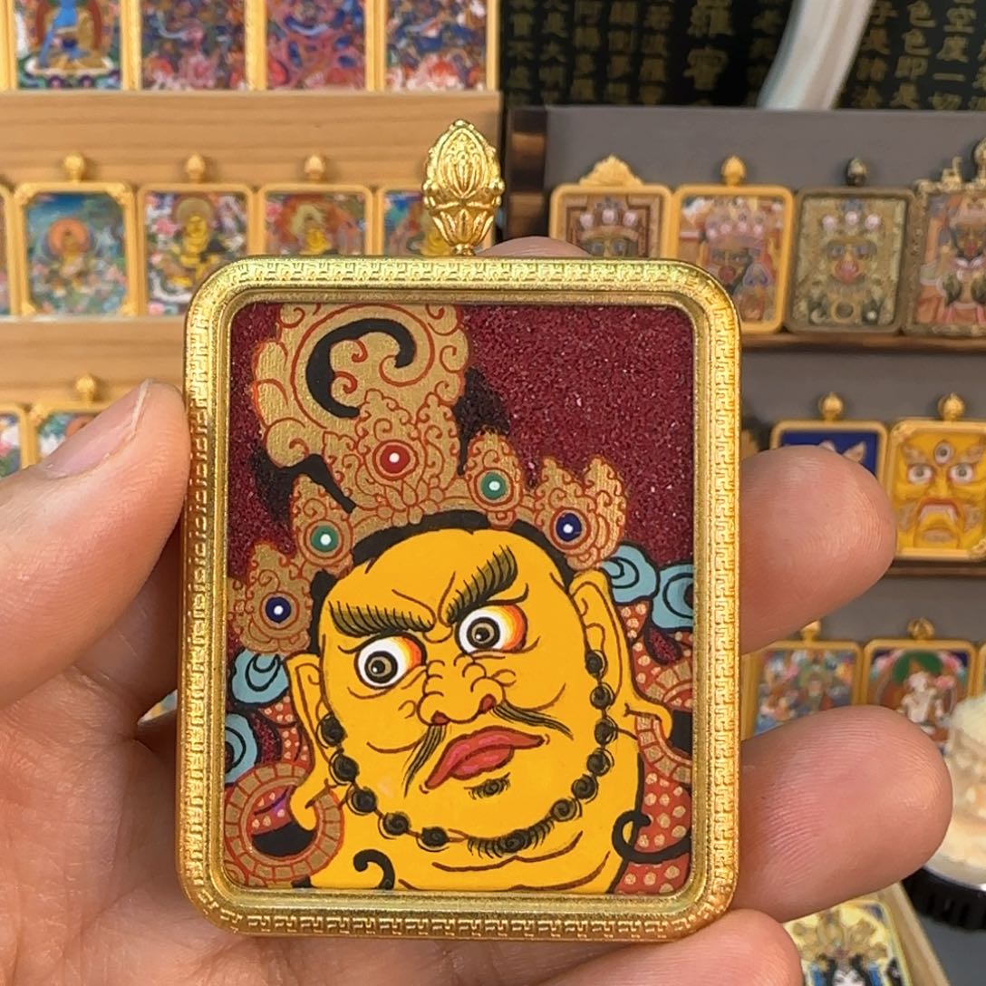 吊坠热贡纯手绘【黄财神】非遗文化
