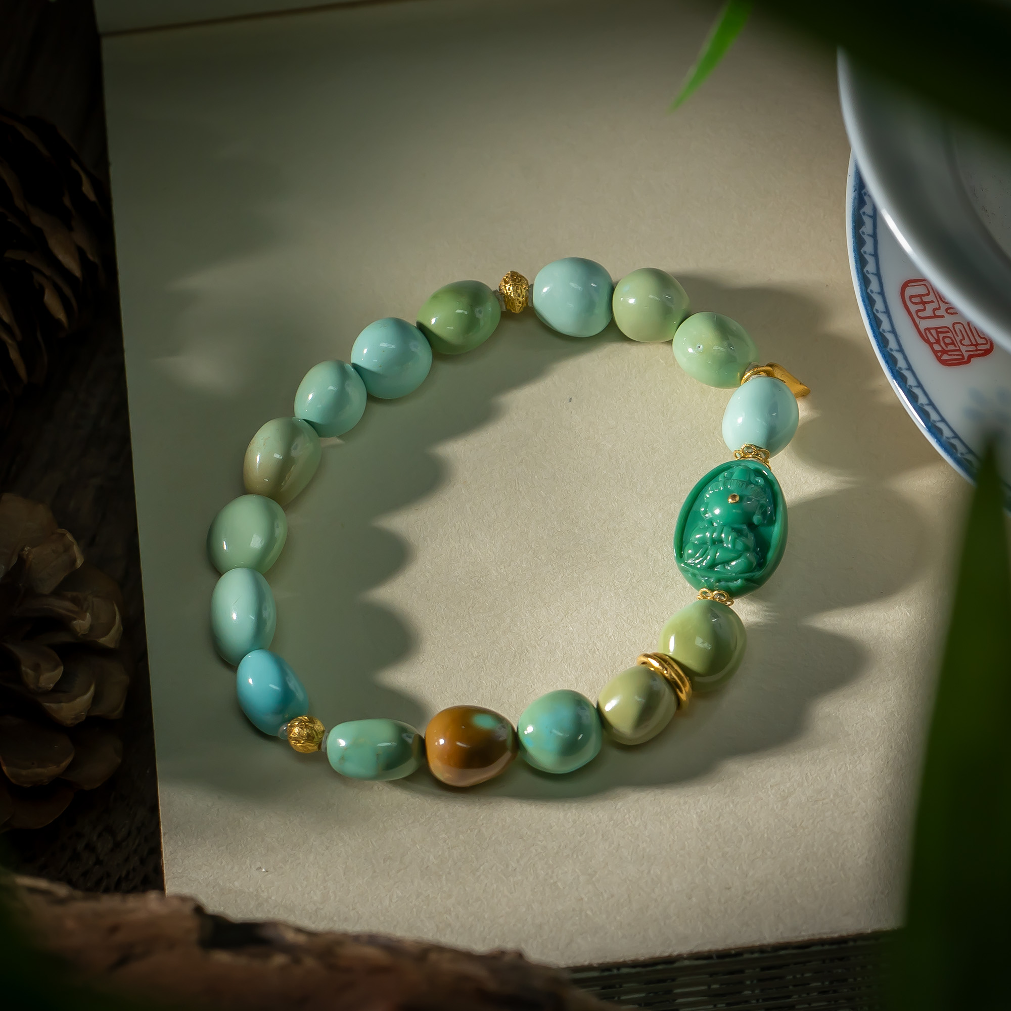 【世间臻宝】18K绿松DIY手串/Q1315/多样性发一件/9mm/3