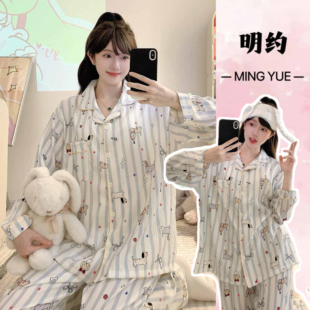 2025新款睡衣女秋季宽松甜美大码胖MM家居服卡通长袖云朵棉套装
