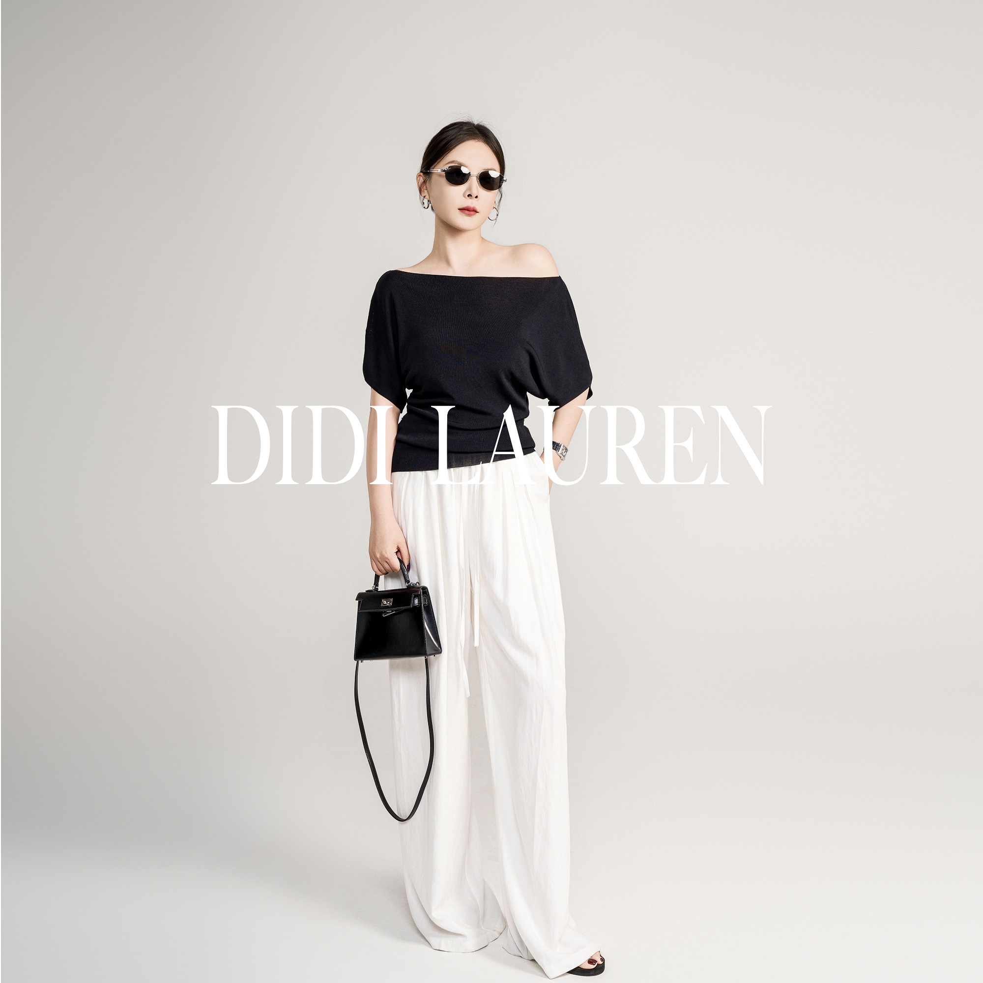 DIDI LAUREN“芬兰序曲”简约设计师款垂感亚麻休闲阔腿裤