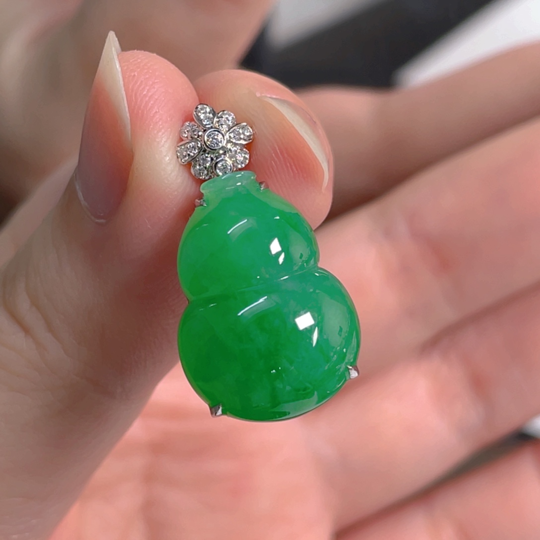 翡翠18K金镶嵌吊坠(不含链)