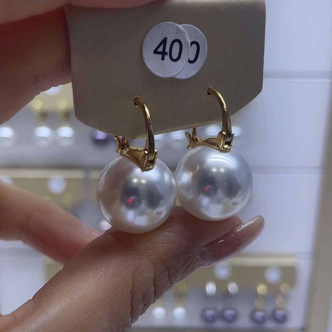 淡水珍珠银S925镶嵌耳饰