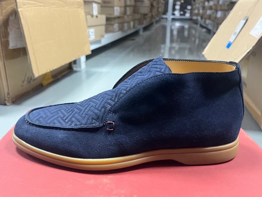 默认微瑕-鞋型偏窄拍大一码 铁狮真皮海军蓝沙漠靴牛皮革休闲鞋