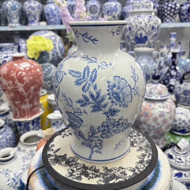 陶瓷青花瓷花瓶桌面石榴花瓶摆件