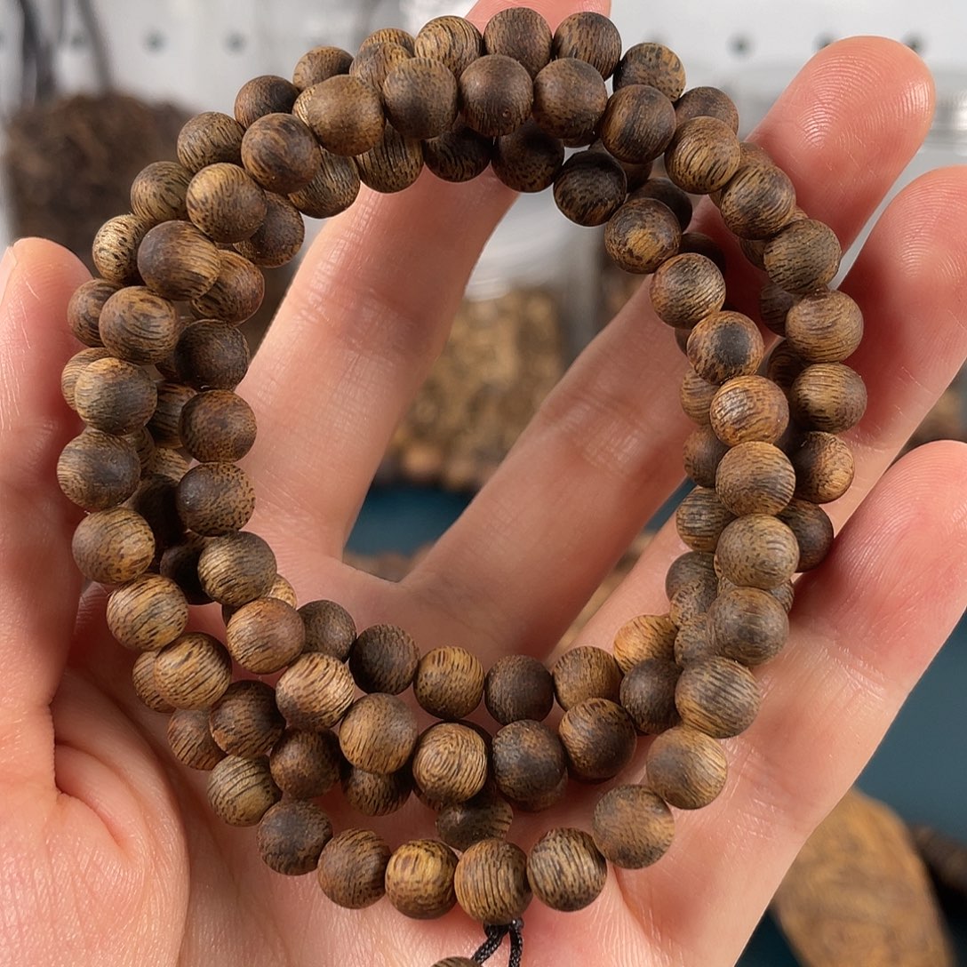 沉香手串天然绿棋楠0.6x108多圈手串