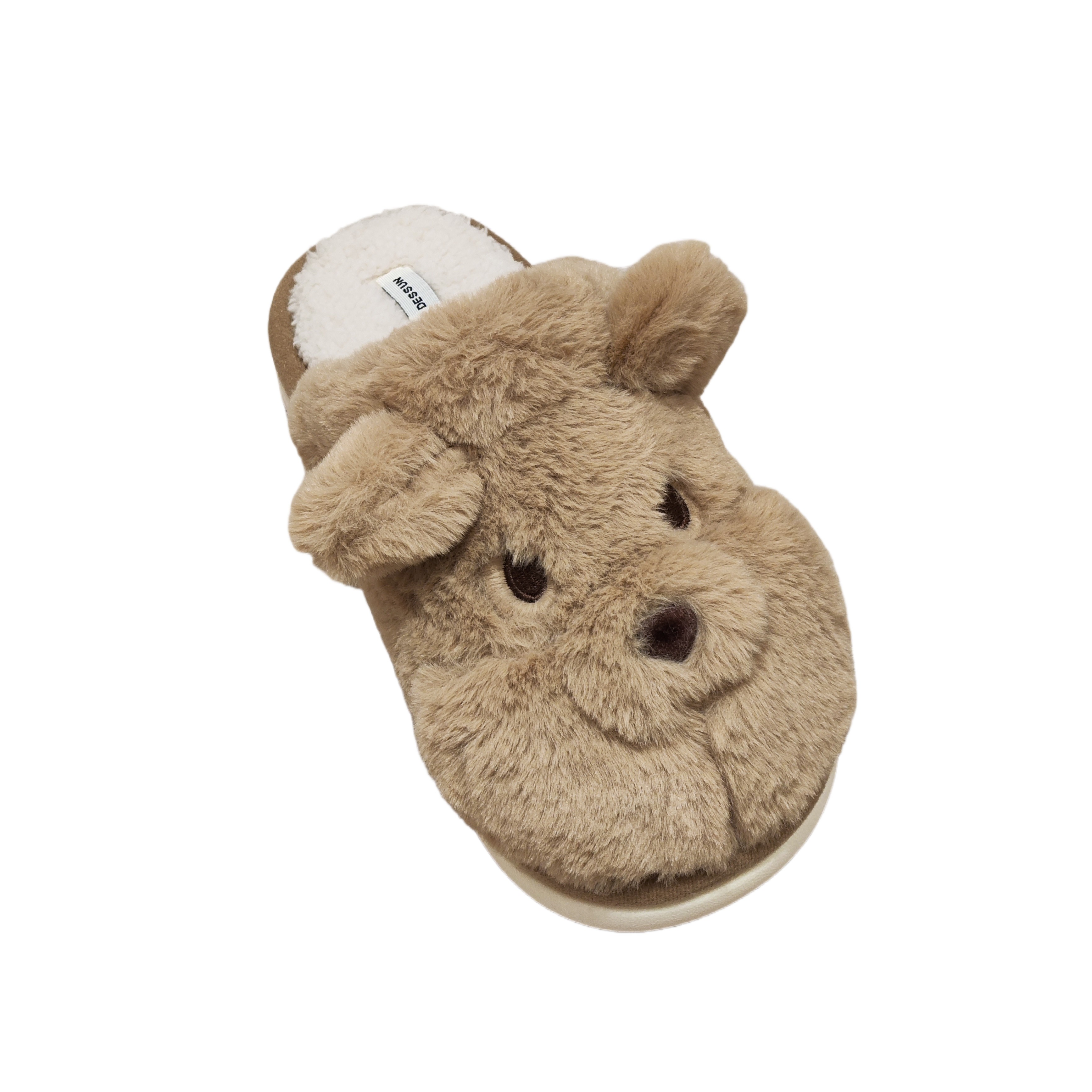 可爱卡通毛绒冬季保暖防滑包头平底女用家居棉拖鞋