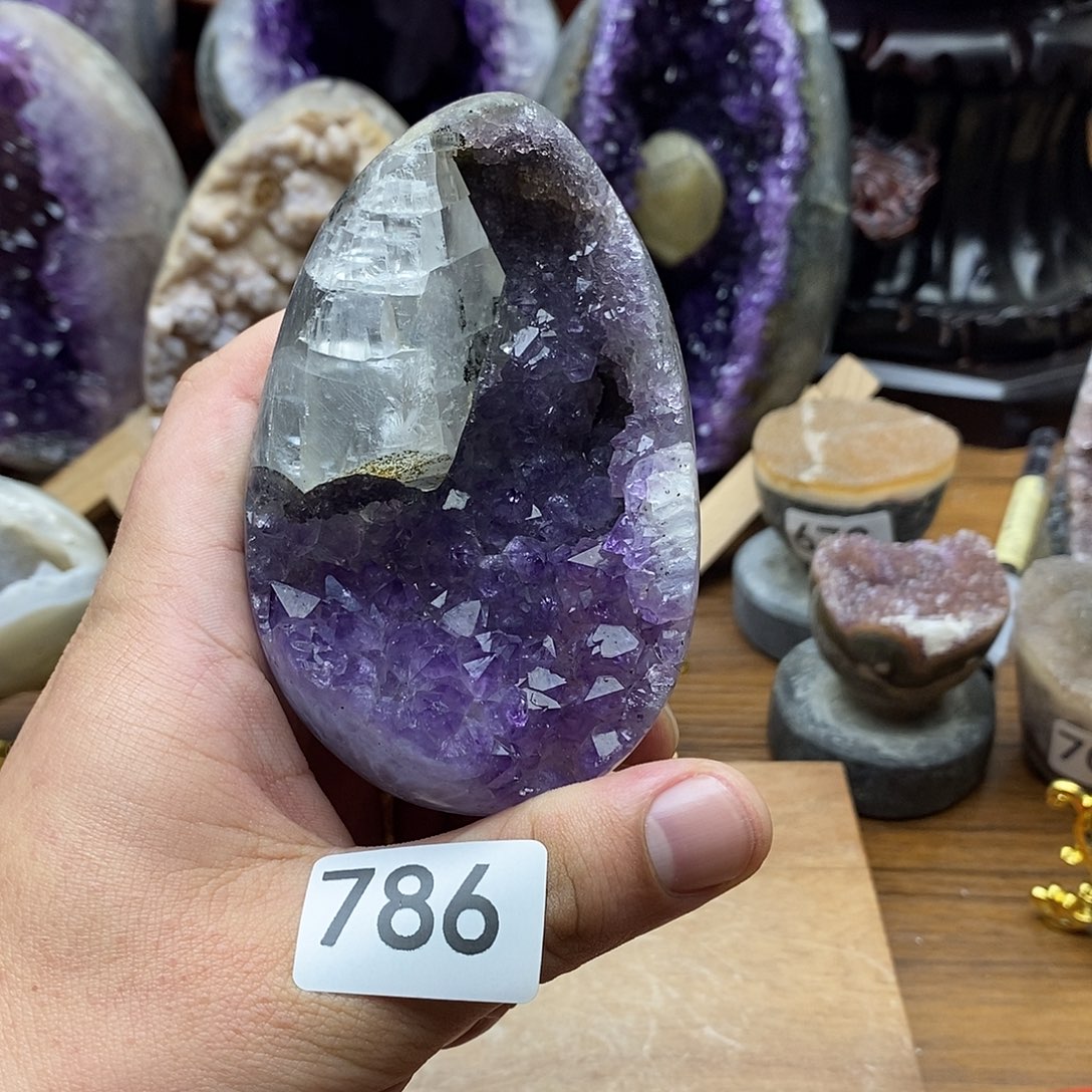 紫晶摆件未镶嵌奇石龙蛋