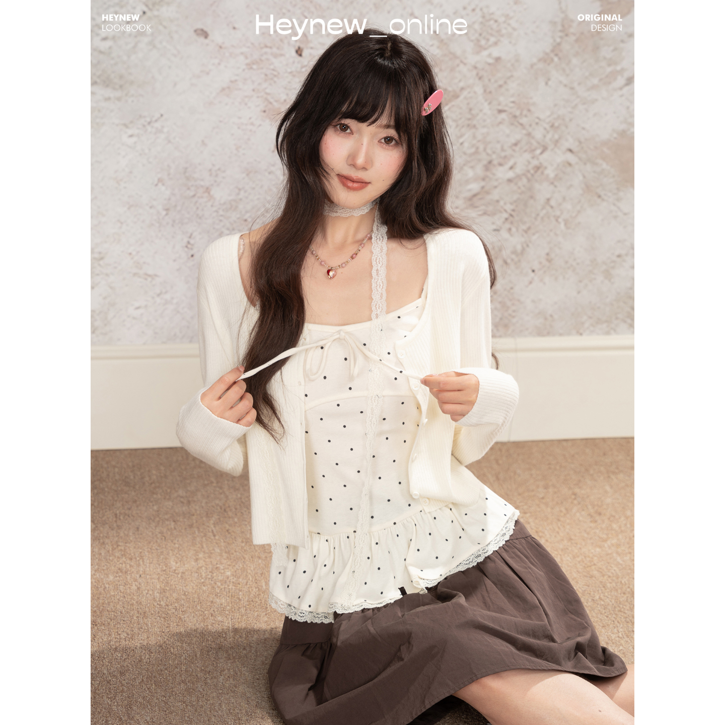 【HEYNEW黑妞】蕾丝波点两件套5Q592