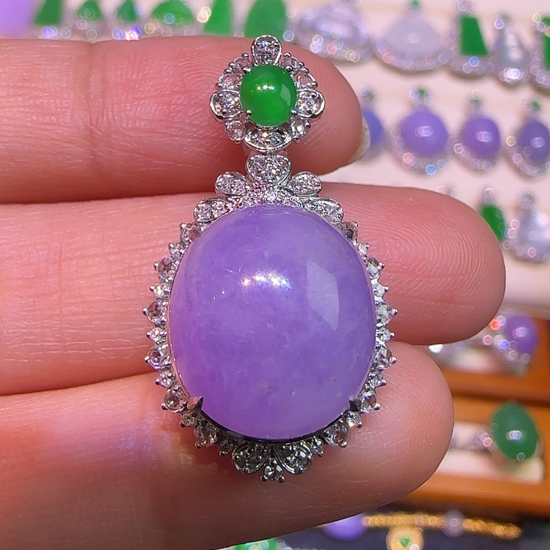 翡翠18K金镶嵌吊坠(不含链)