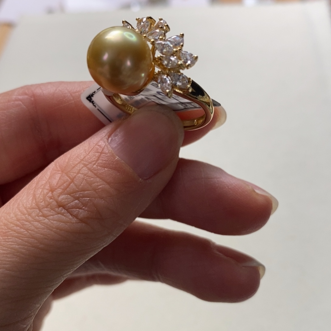 海水珍珠戒圈银S925镶嵌