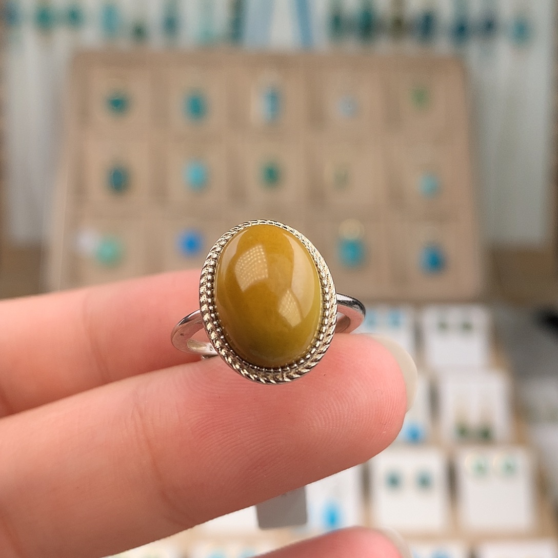 绿松石银S925镶嵌戒指