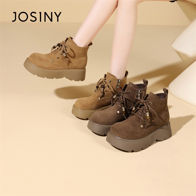 卓诗尼厚底复古大黄靴2025秋冬季新款英伦风马丁靴短靴572A62274