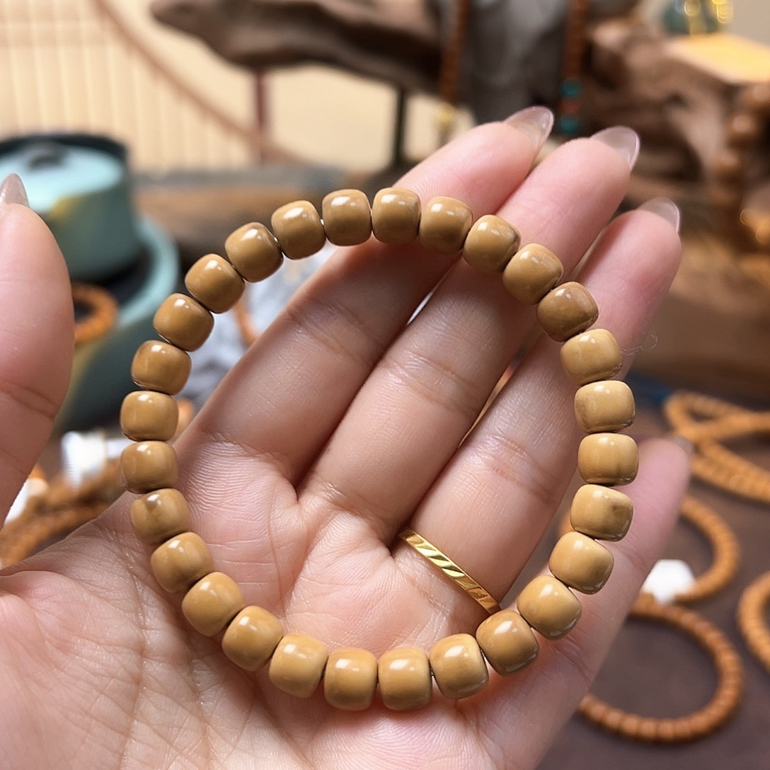 橄榄核手串老挝核尖单圈正三花面无白反油80尺寸