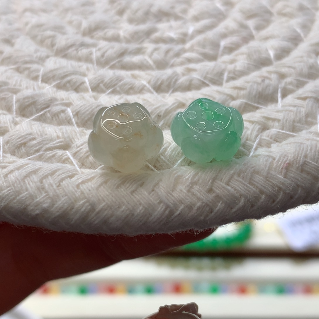 定制翡翠未镶嵌 毛货抛光定制 莲花珠 单颗价 发其一