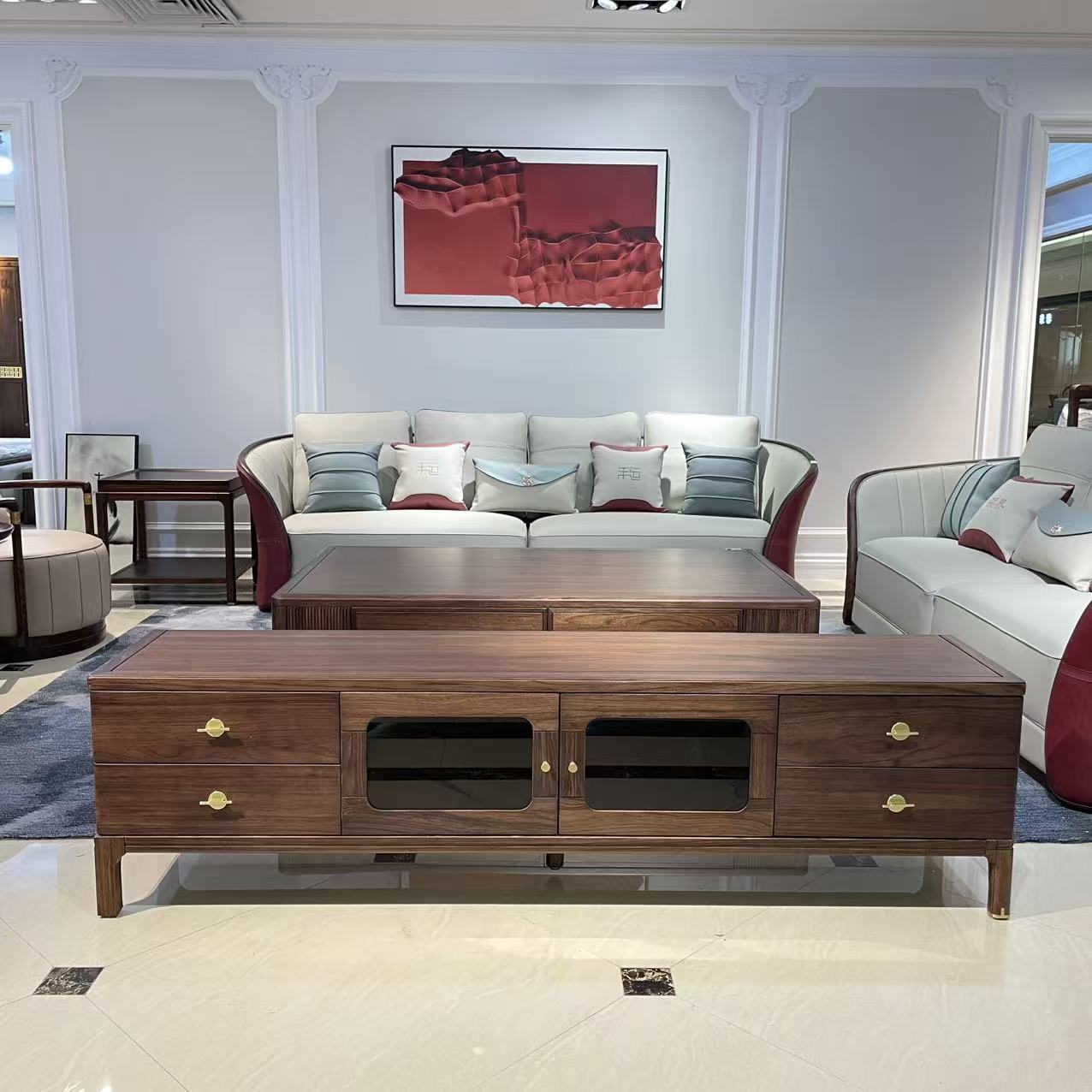 【LJ】1-231 新中式实木电视柜2000*420*540