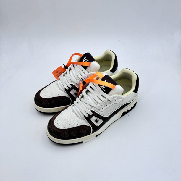 95新 LouisVuitton/路易威登 40.5码白棕棋盘格trainer98新vv1598