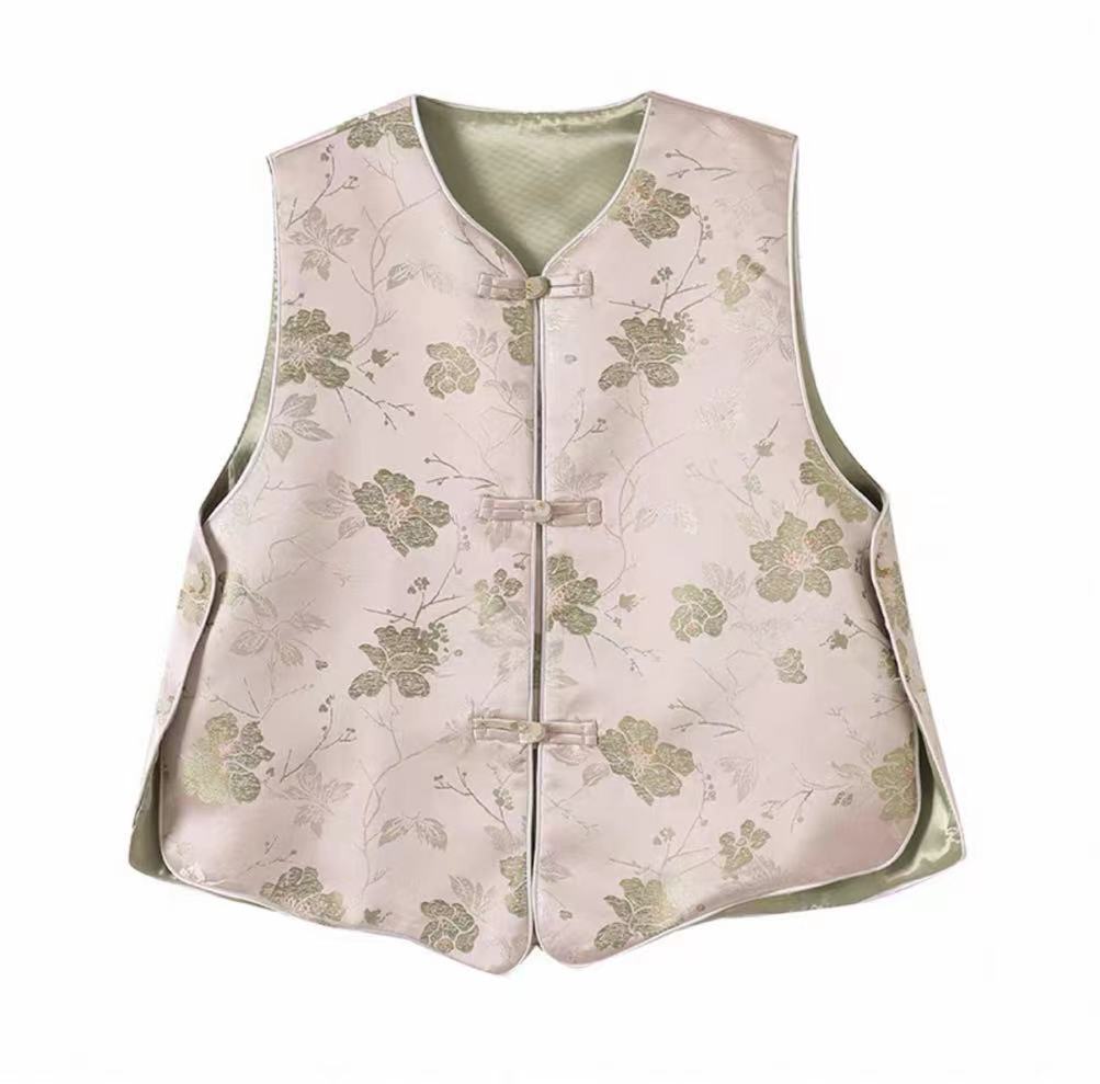 《蝶花枝-》2025新中式国风刺绣女士百搭马甲