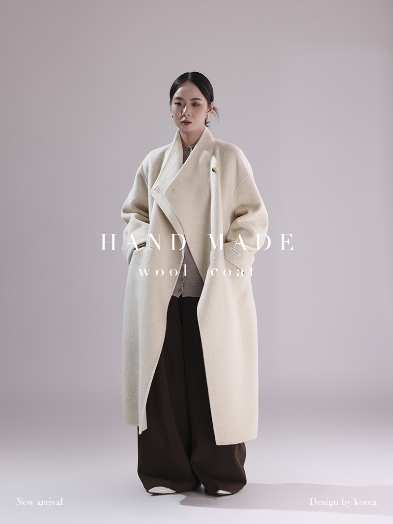 大连亚美& 【北北里 】YM 85279 长款毛呢长款双面呢大衣针织外套