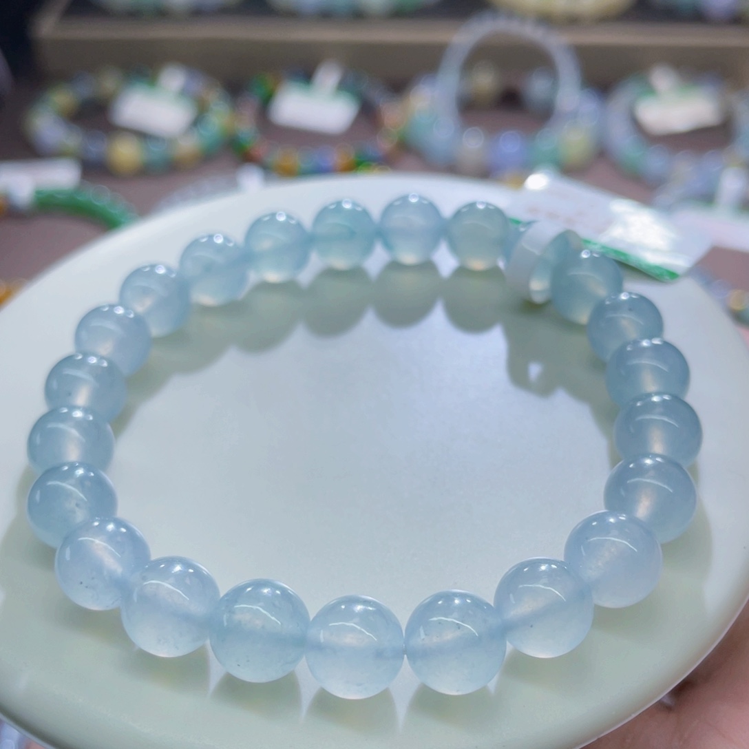 未镶嵌手链翡翠冰胶蓝底卡8