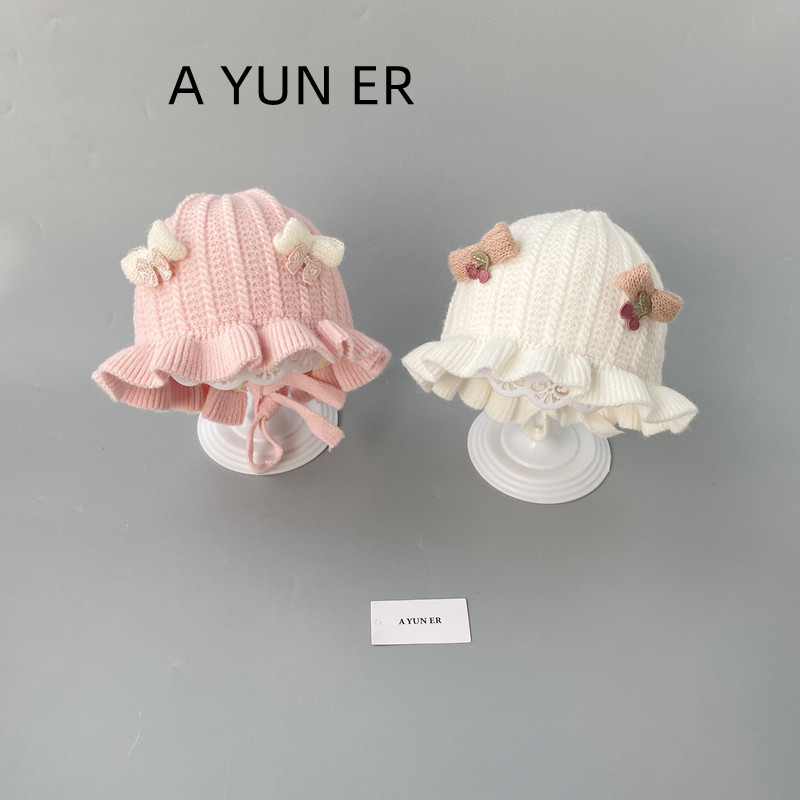 婴儿公主帽子秋冬季0到3月可爱幼儿针织护耳冬天加厚女宝宝毛线帽
