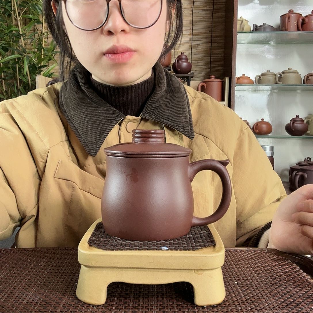 紫砂茶杯原矿中槽清欢喜三件套没礼盒350CC左右