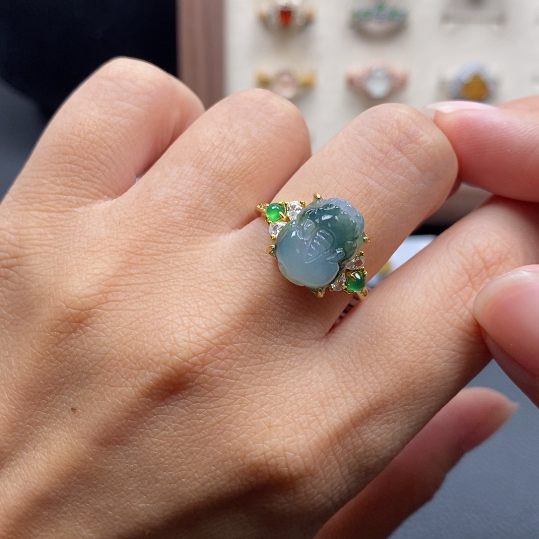 翡翠银S925镶嵌戒指