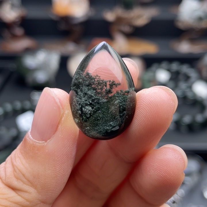 颈饰未镶嵌水晶绿幽灵聚宝盆水滴吊坠