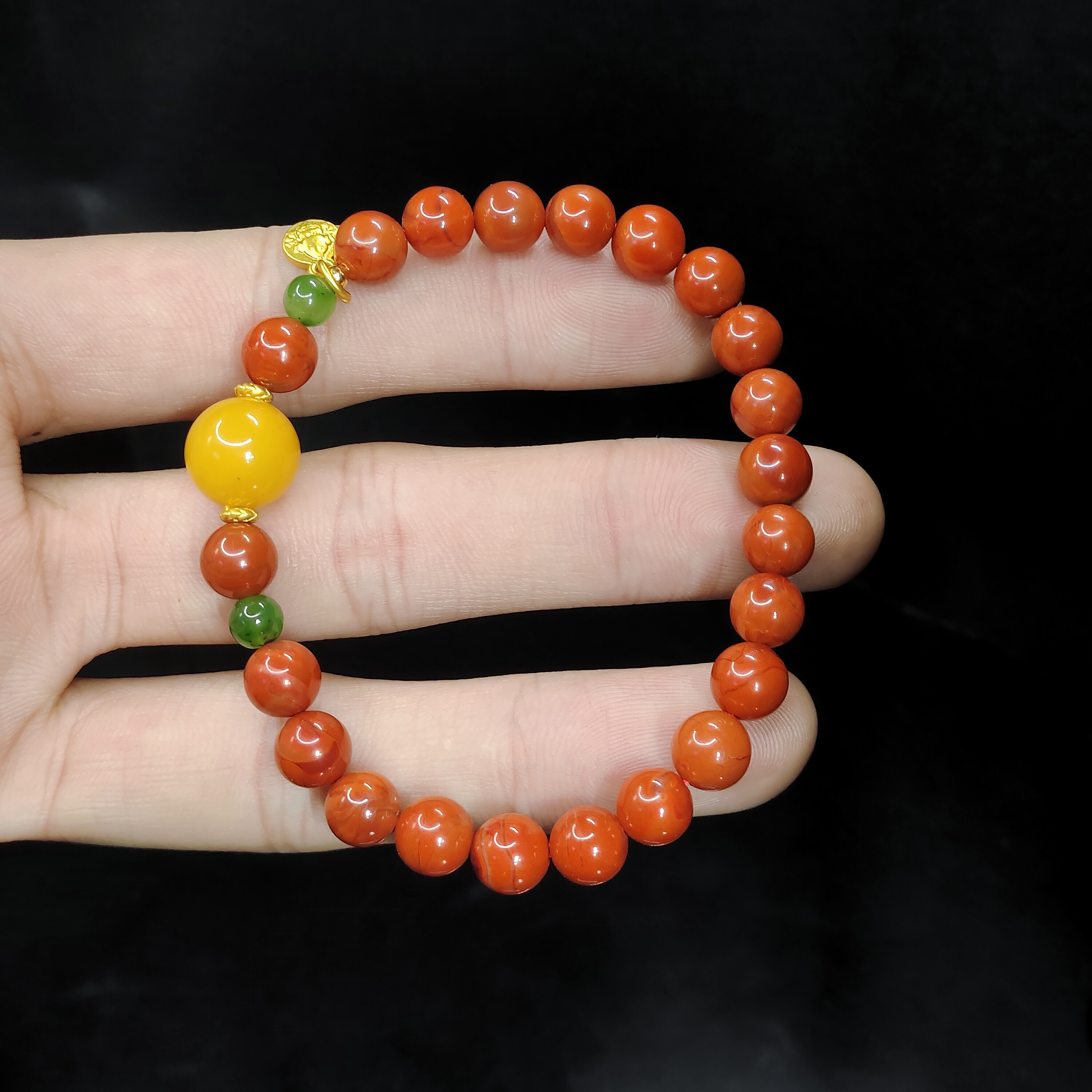 【老三珠宝】南红DIY单圈手串AS1【多样性发其一】约7mm