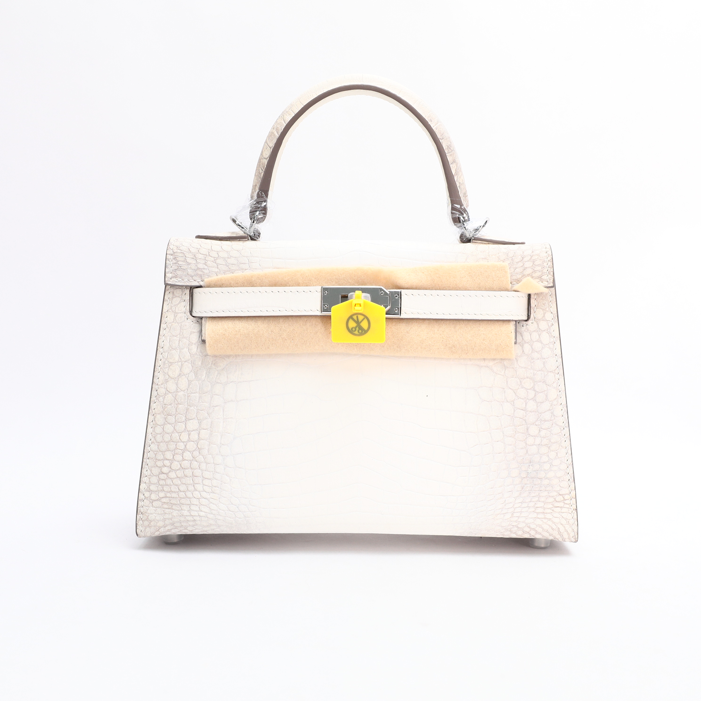 【折】时代品牌【马-喜马拉雅白K/L】进口暹罗鳄鱼皮 手提包 D10917