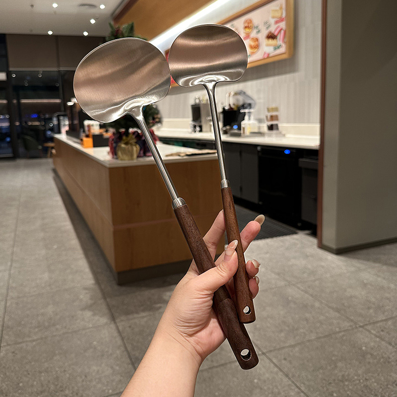 洛诺兔胡桃木蘑菇铲炒铲煎铲家用厨房炒菜煎肉老式迷你铲子厨具