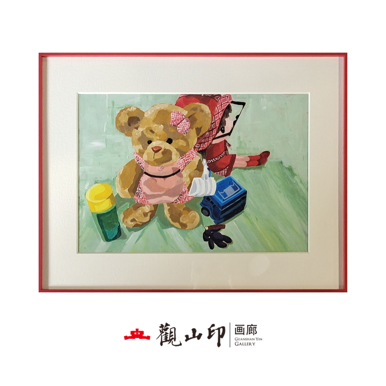 WM原创手绘布面油画66x51cm小熊作品1805