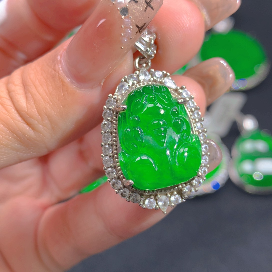 翡翠颈饰银S925镶嵌1111111111