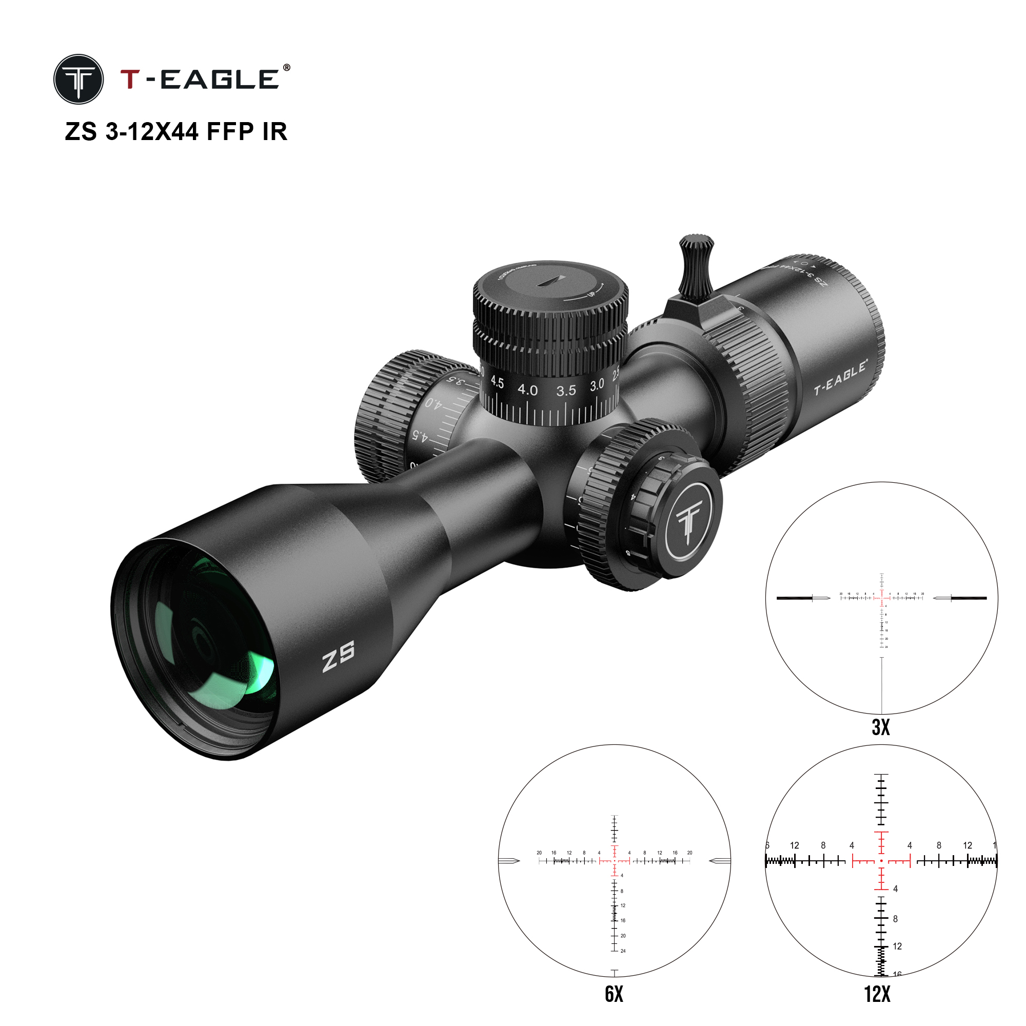 T-EAGLE/突鹰ZS3-12X44前置户外单筒高抗高清十字镜瞄准器