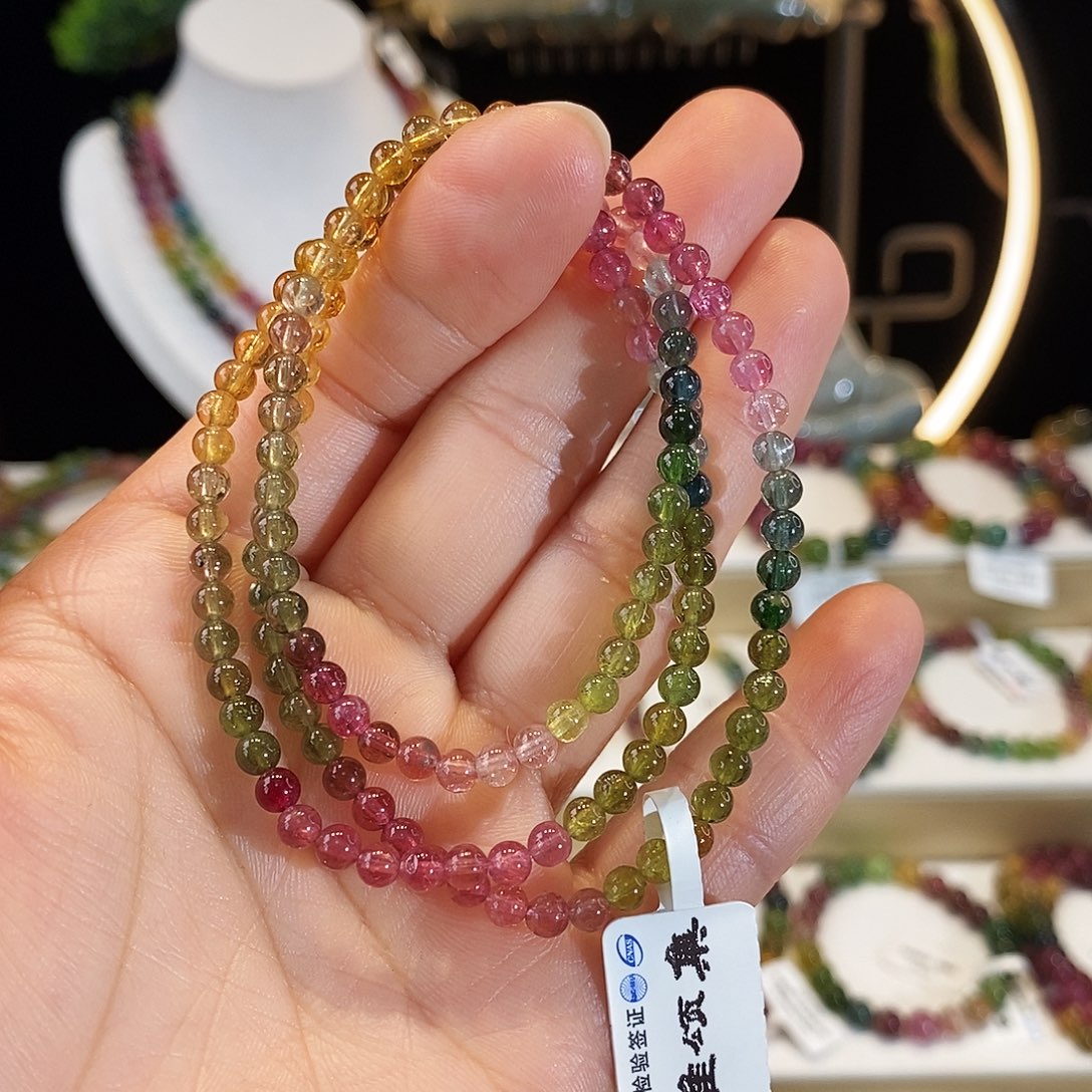 碧玺手链未镶嵌G2170三圈颜色微差