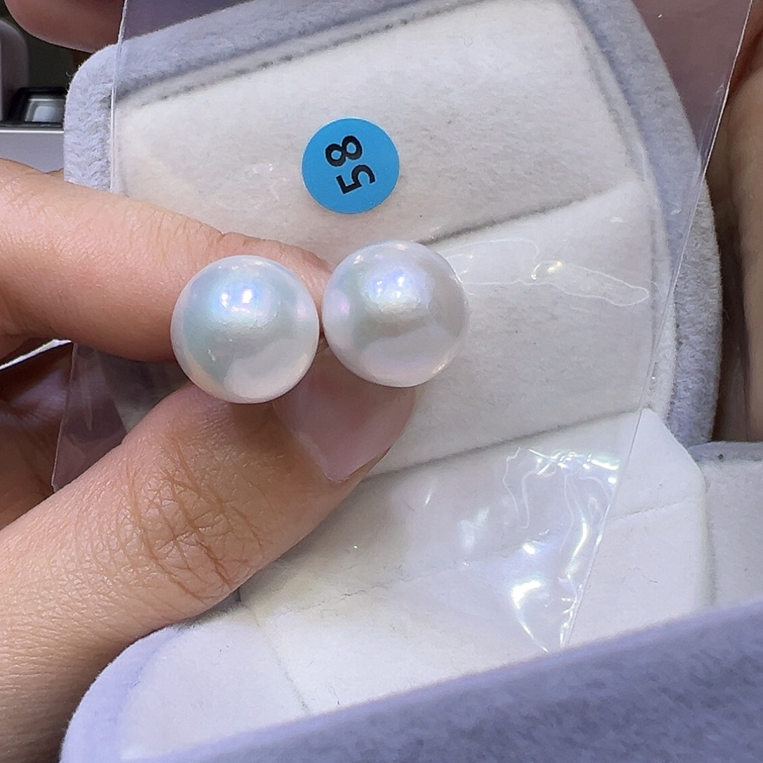 淡水珍珠银S925镶嵌耳饰