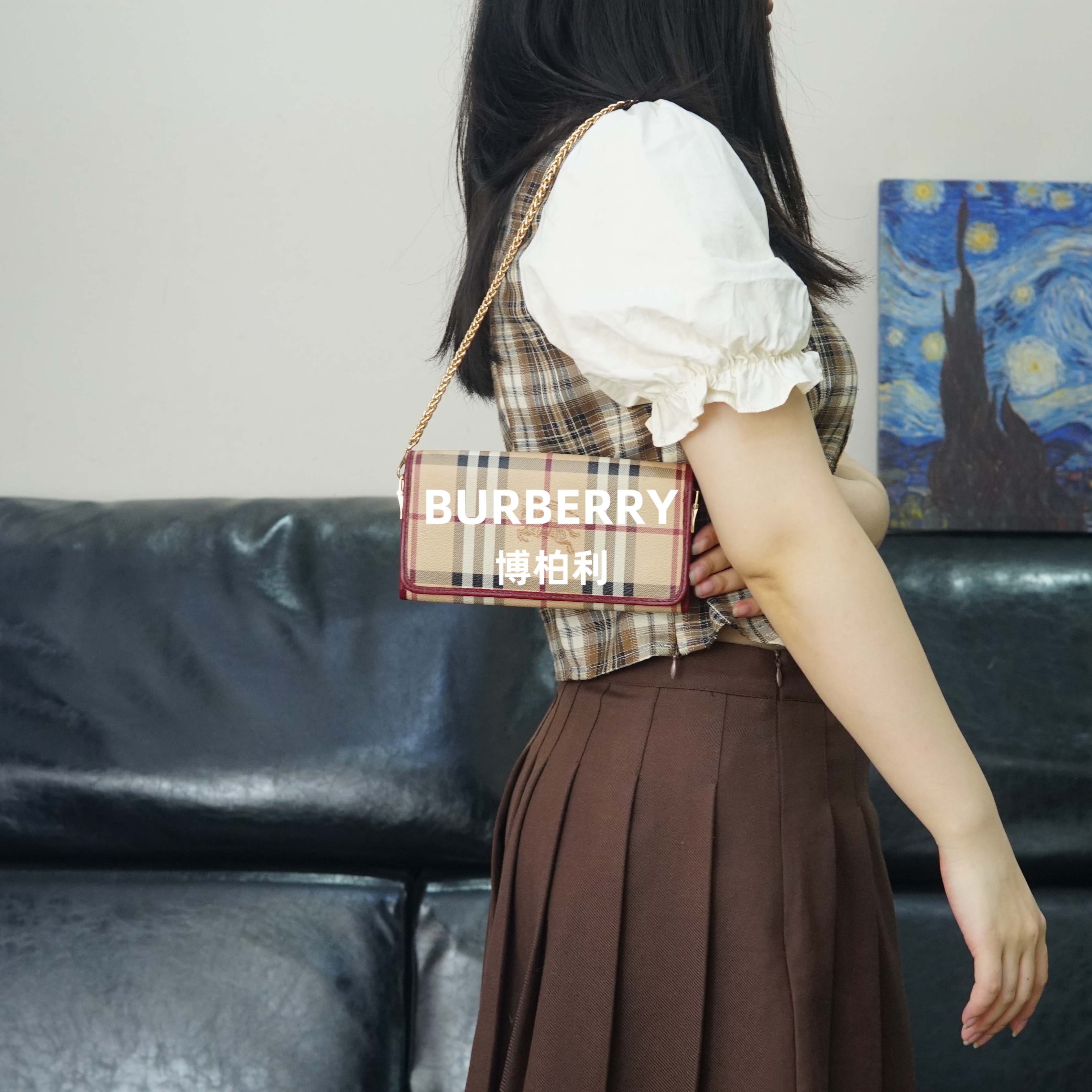 95新 BURBERRY/博柏利 巴宝莉/战马格纹钱包/AR06226564/6564