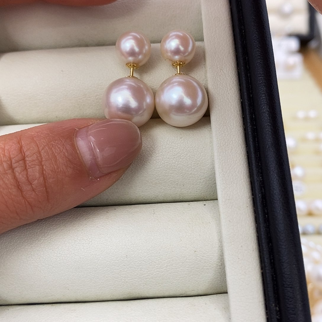 淡水珍珠耳饰18K金镶嵌