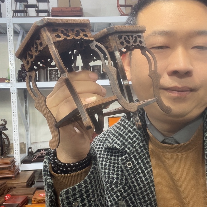 香榧木红木底座工艺品2个