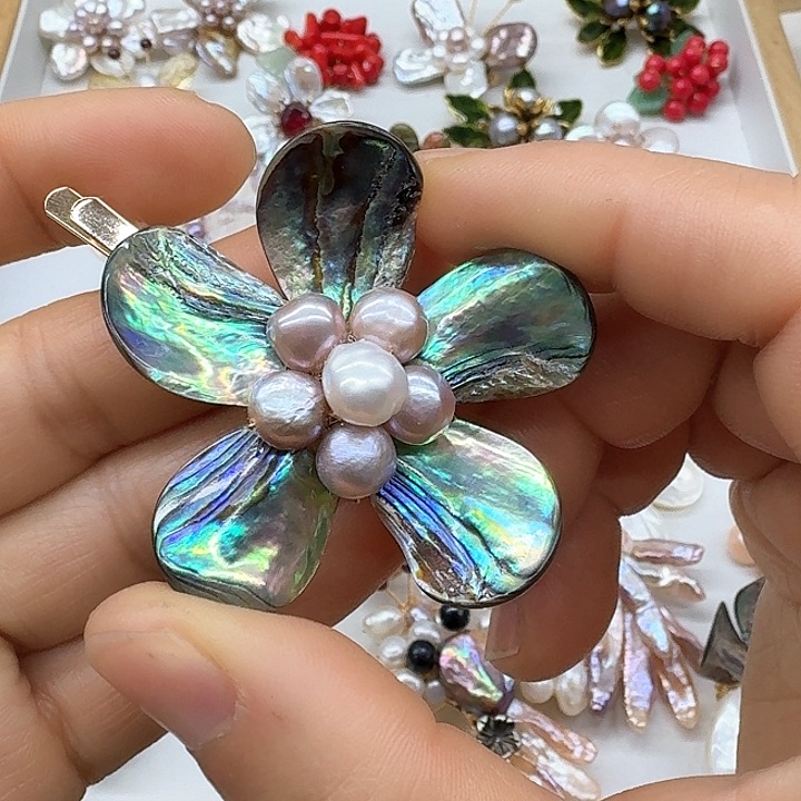 淡水珍珠发饰银S925镶嵌