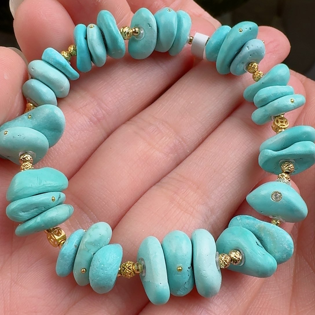 绿松石珠宝奇石18K金镶嵌