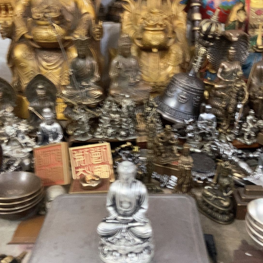 老年花童摆件黄铜摆件