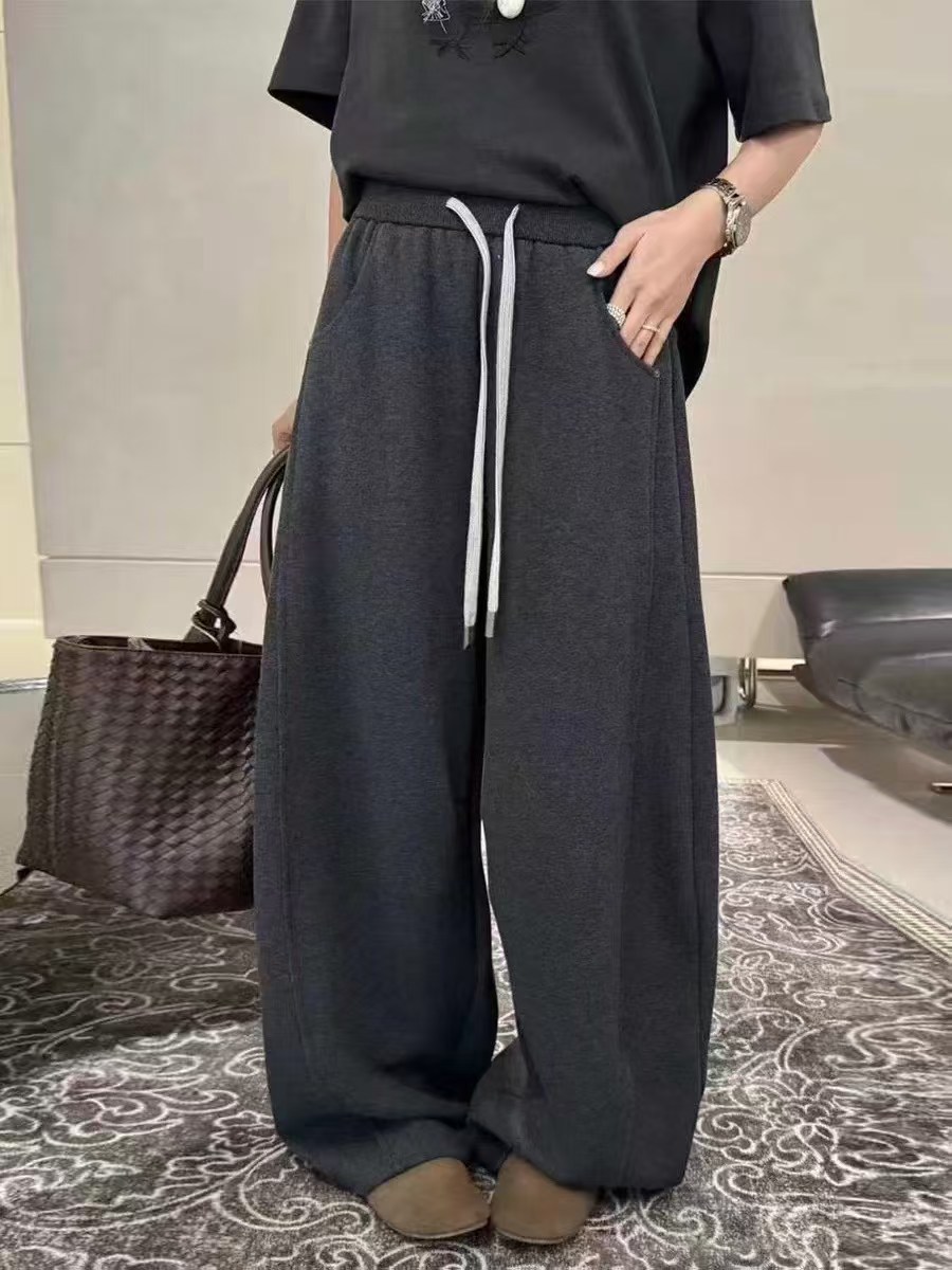 82567秋冬新款女装高腰垂感休闲阔腿弯刀裤