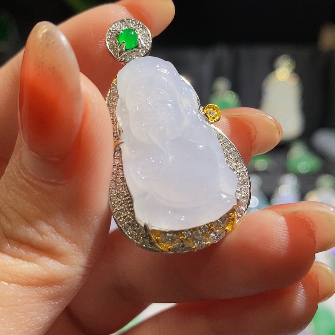 翡翠颈饰银S925镶嵌天然翡翠